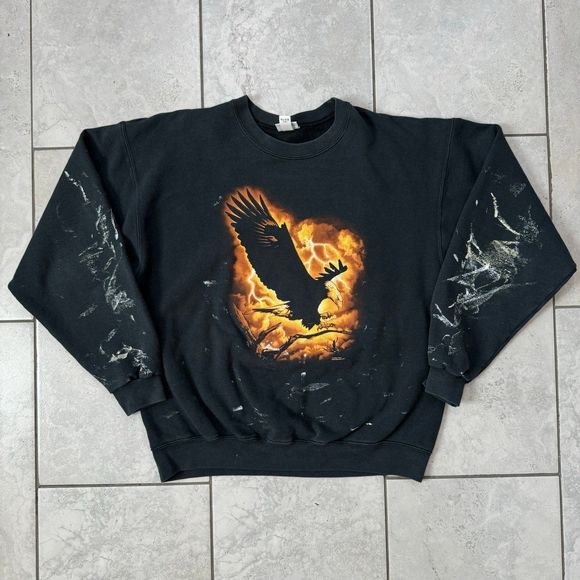 VINTAGE Eagle Anvil Human-I-Tees Painter Crewneck Sweatshirt Size L Distressed - Picture 1 of 8